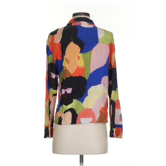 ZARA Abstract Print Button-Up Blouse XS - Picture 2 of 3